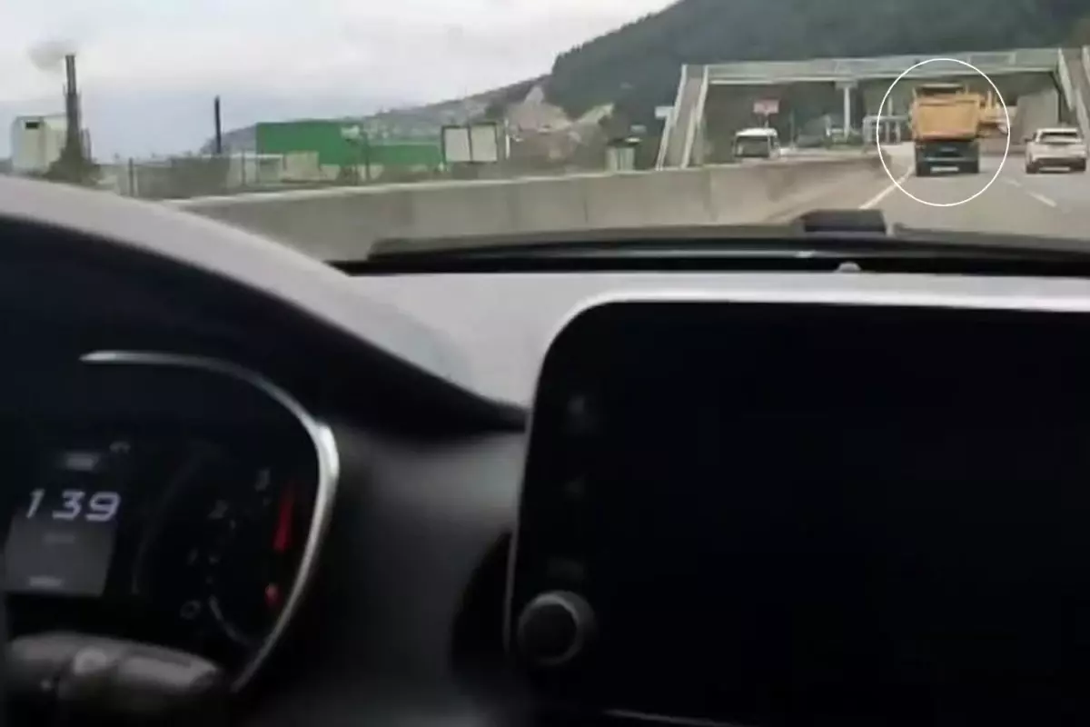 Kamyon limit tanımadı! 139'la giden otomobil bile yetişemedi