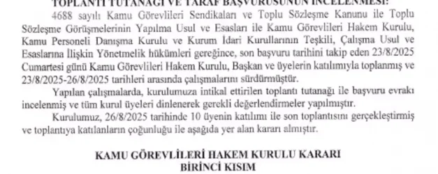 Kamu Görevlileri Hakem Kurulu'ndan Memur ve Emeklilere Zam Kararı
