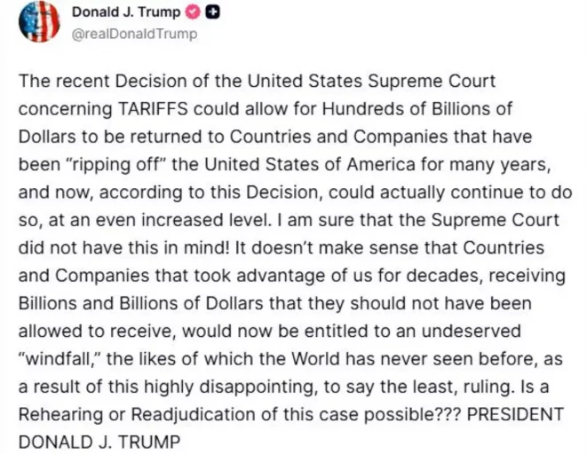Trump, ABD Yüksek Mahkemesi'ni gümrük vergisi kararını gözden geçirmeye çağırdı