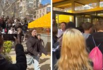 Ukrayna'da 4 yıl aradan sonra kapılarını açan hamburgerci izdiham yarattı