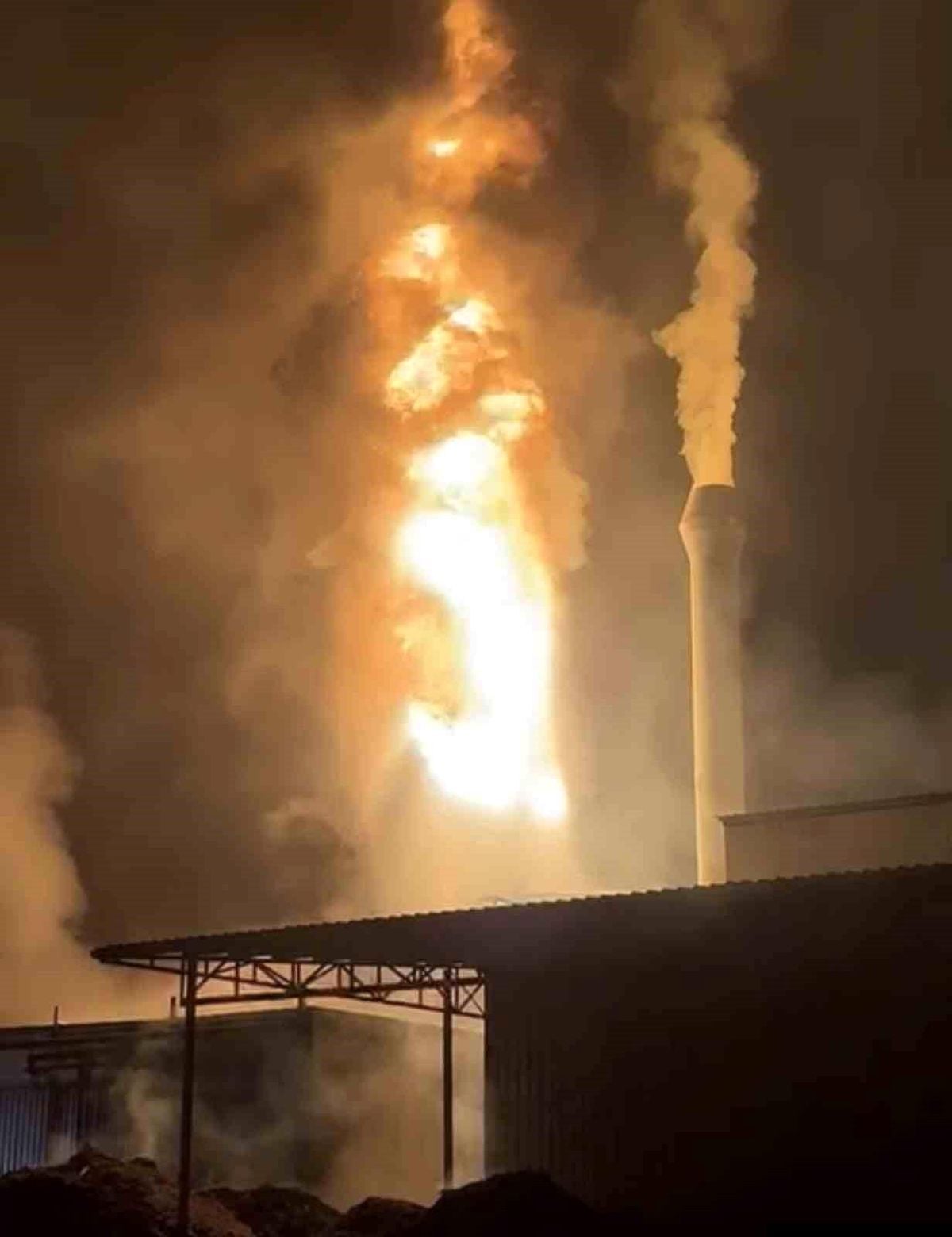 Yağ kazanı patlayan entegre tesisi alev alev yandı