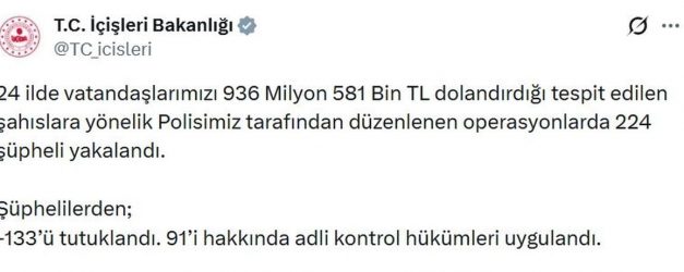 24 ilde dolandırıcılık operasyonları: 133 tutuklama