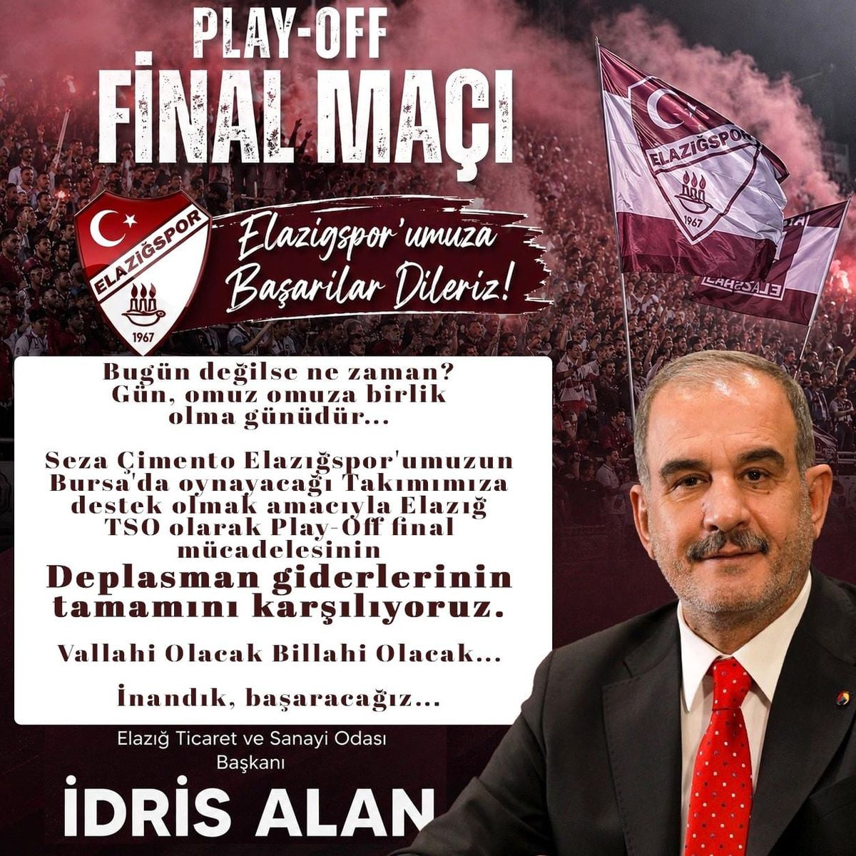 Başkan Alan, Elazığspor'un deplasman giderlerini karşıladı