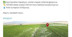 Kahramanmaraş'a 4 milyar liralık sulama yenileme projesi